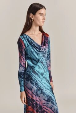 Milana Satin Maxi Dress Blue Tie Dye Print -Top Sell Dress Sales Store D07G026 Z75 29433 650px 964px