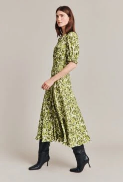 Lainey Crepe Midi Dress Green Ikat -Top Sell Dress Sales Store D07G027 Z76 28785 650px 964px