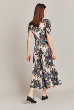 Beatrix Satin Midi Dress Green Floral -Top Sell Dress Sales Store D07G029 Z34 28800 650px 964px