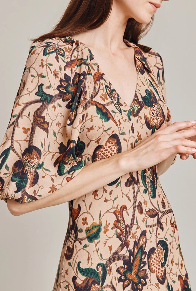 Dana Crepe Midi Dress Cream Jacobean Floral 5 Dana Crepe Midi Dress Cream Jacobean Floral - Image 5