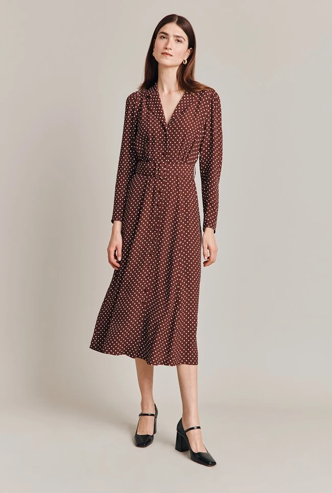 Lucinda Satin Midi Dress Russet Spot 2 Lucinda Satin Midi Dress Russet Spot - Image 2