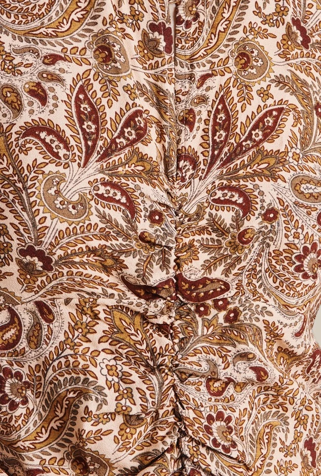 Ava Crepe Midi Dress Khaki Paisley 6 Ava Crepe Midi Dress Khaki Paisley - Image 6