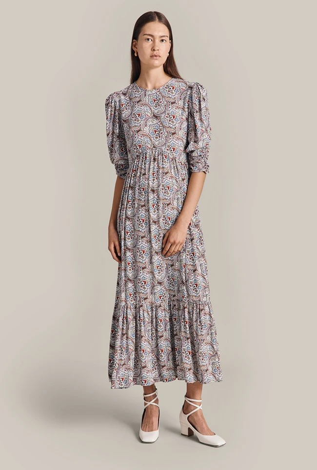 Maya Crepe Midi Dress Blue Paisley Star 2 Maya Crepe Midi Dress Blue Paisley Star - Image 2