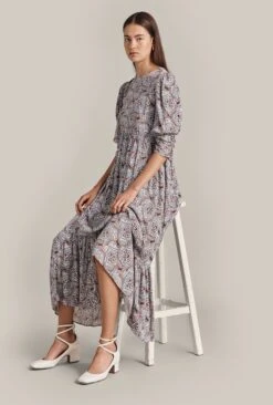 Maya Crepe Midi Dress Blue Paisley Star 9 Maya Crepe Midi Dress Blue Paisley Star -Top Sell Dress Sales Store D07G043 Z05 29388 650px 964px