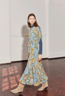 Harriet Crepe Midi Dress Blue Tapestry