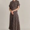 Harriet Crepe Midi Dress Black Soft Ikat