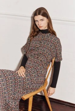 Harriet Crepe Midi Dress Black Soft Ikat 10 Harriet Crepe Midi Dress Black Soft Ikat -Top Sell Dress Sales Store D07G044 Z07 29613 650px 964px