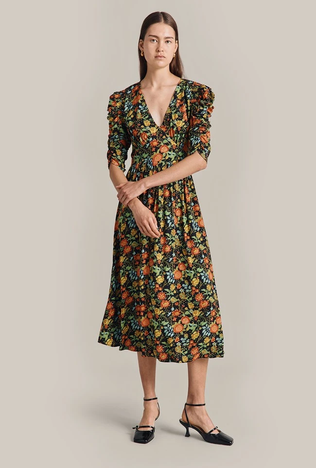 Sarah Crepe Midi Dress Classic Floral 2 Sarah Crepe Midi Dress Classic Floral - Image 2