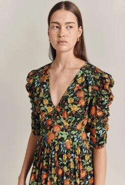 Sarah Crepe Midi Dress Classic Floral