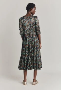 Maya Tiered Satin Midi Dress Green Ikat 14 Maya Tiered Satin Midi Dress Green Ikat -Top Sell Dress Sales Store D07G054 Z76 29850 650px 964px