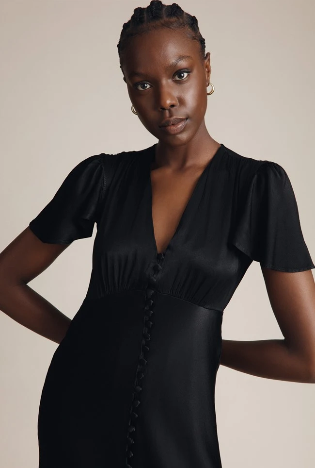 Delphine Satin Maxi Dress Black 1 Delphine Satin Maxi Dress Black