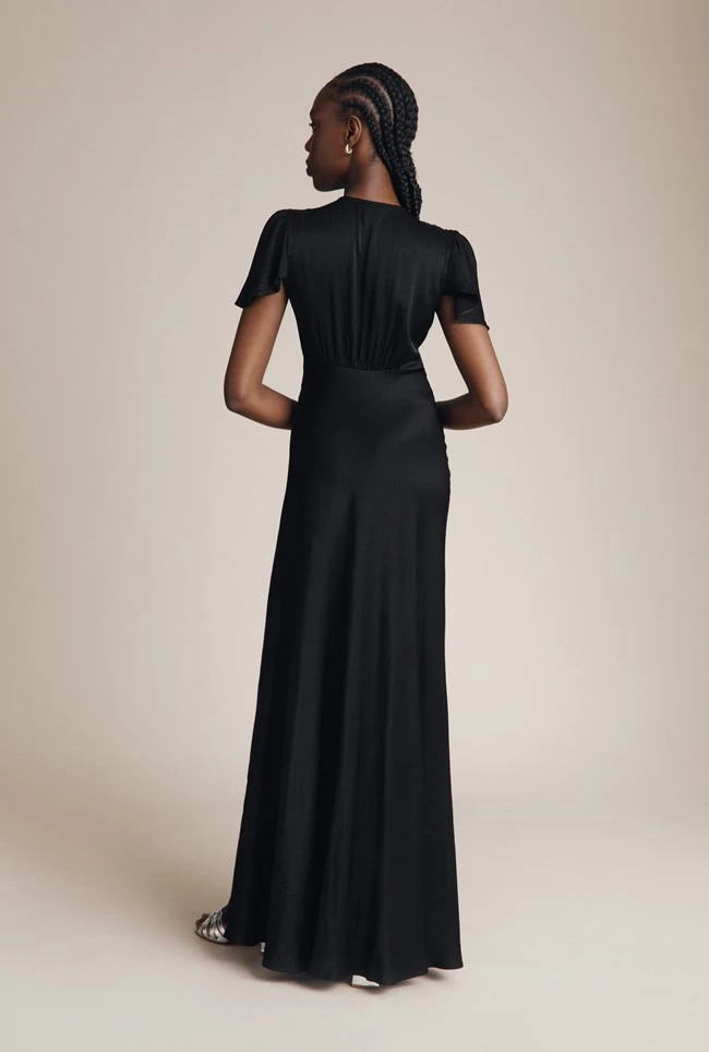 Delphine Satin Maxi Dress Black 2 Delphine Satin Maxi Dress Black - Image 2