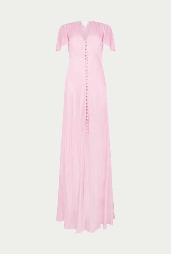 Delphine Satin Maxi Dress Pink 6 Delphine Satin Maxi Dress Pink - Image 6