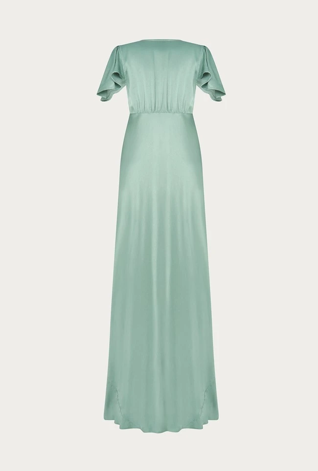 Delphine Satin Maxi Dress Soft Green 6 Delphine Satin Maxi Dress Soft Green - Image 6