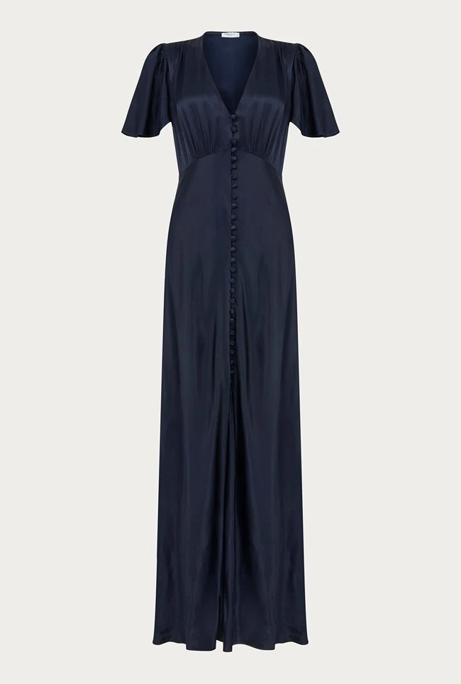Delphine Satin Maxi Dress Navy 5 Delphine Satin Maxi Dress Navy - Image 5
