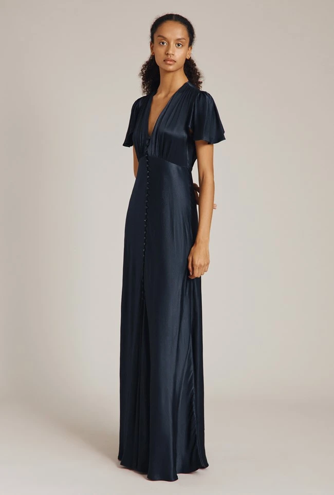 Delphine Satin Maxi Dress Navy 1 Delphine Satin Maxi Dress Navy
