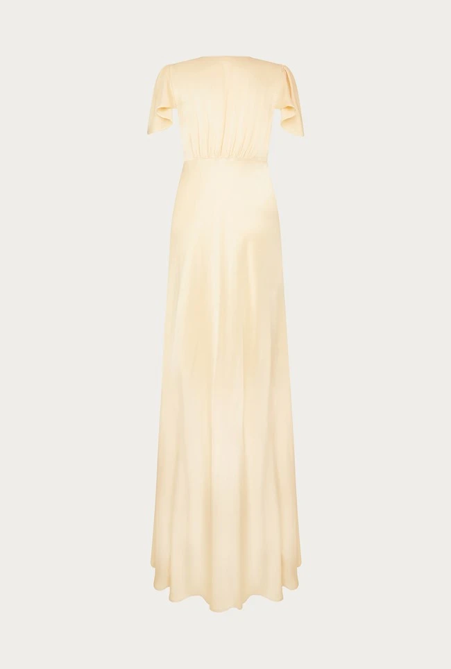 Delphine Satin Maxi Dress Buttermilk 6 Delphine Satin Maxi Dress Buttermilk - Image 6