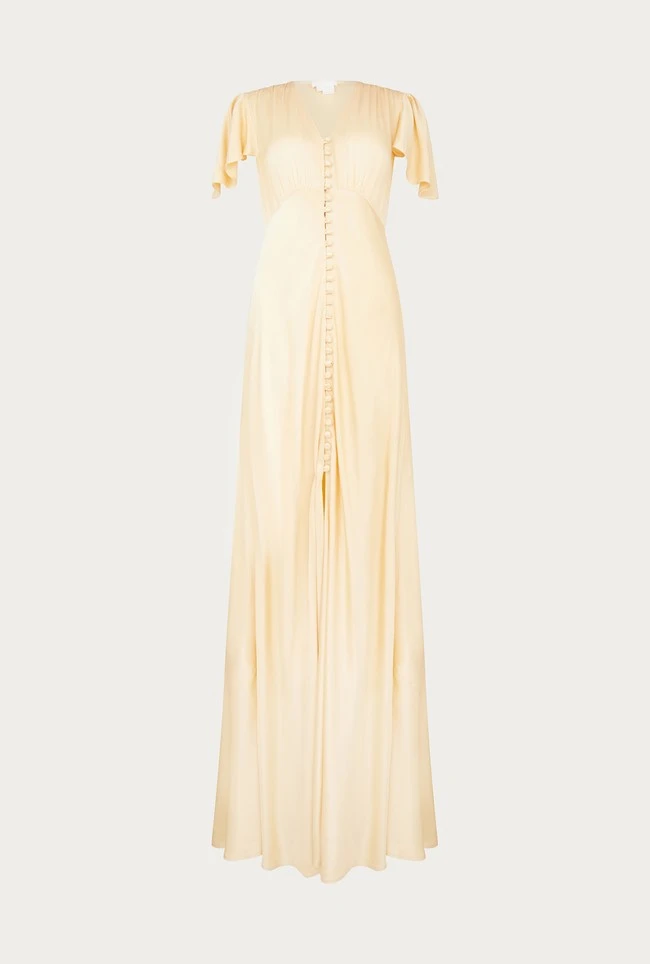 Delphine Satin Maxi Dress Buttermilk 5 Delphine Satin Maxi Dress Buttermilk - Image 5