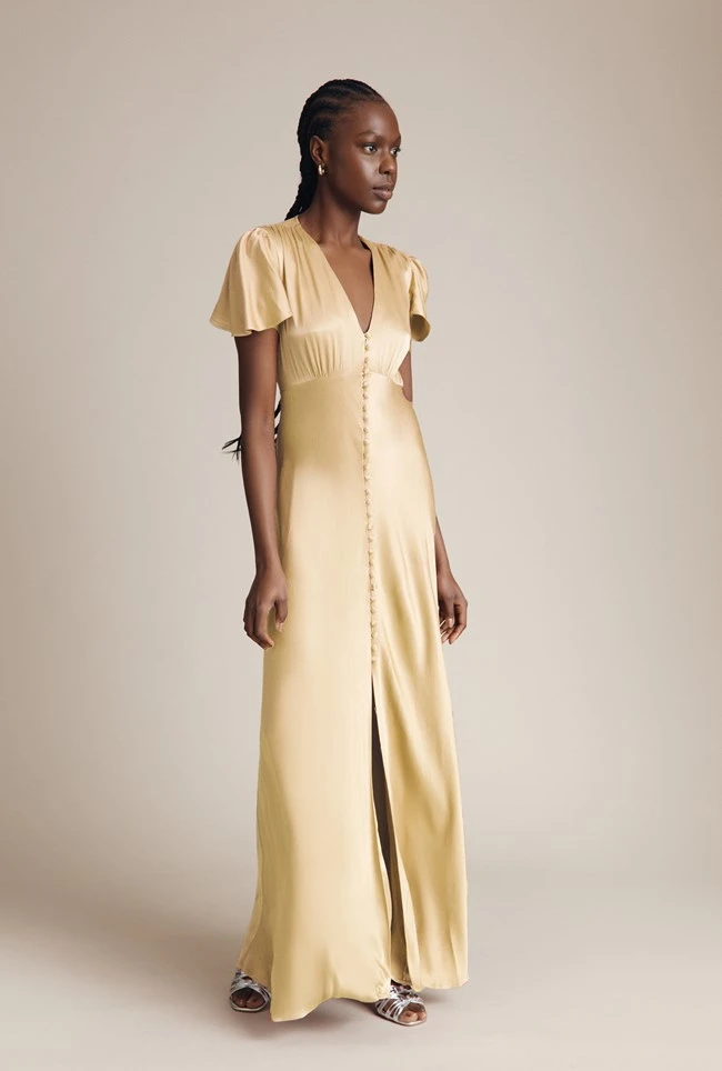 Delphine Satin Maxi Dress Buttermilk 2 Delphine Satin Maxi Dress Buttermilk - Image 2