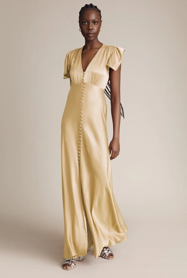 Delphine Satin Maxi Dress Buttermilk 1 Delphine Satin Maxi Dress Buttermilk