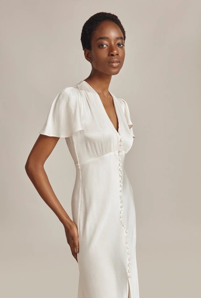 Delphine Satin Maxi Dress Ivory 2 Delphine Satin Maxi Dress Ivory - Image 2