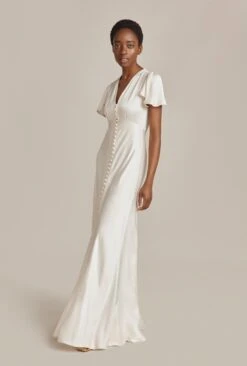 Delphine Satin Maxi Dress Ivory