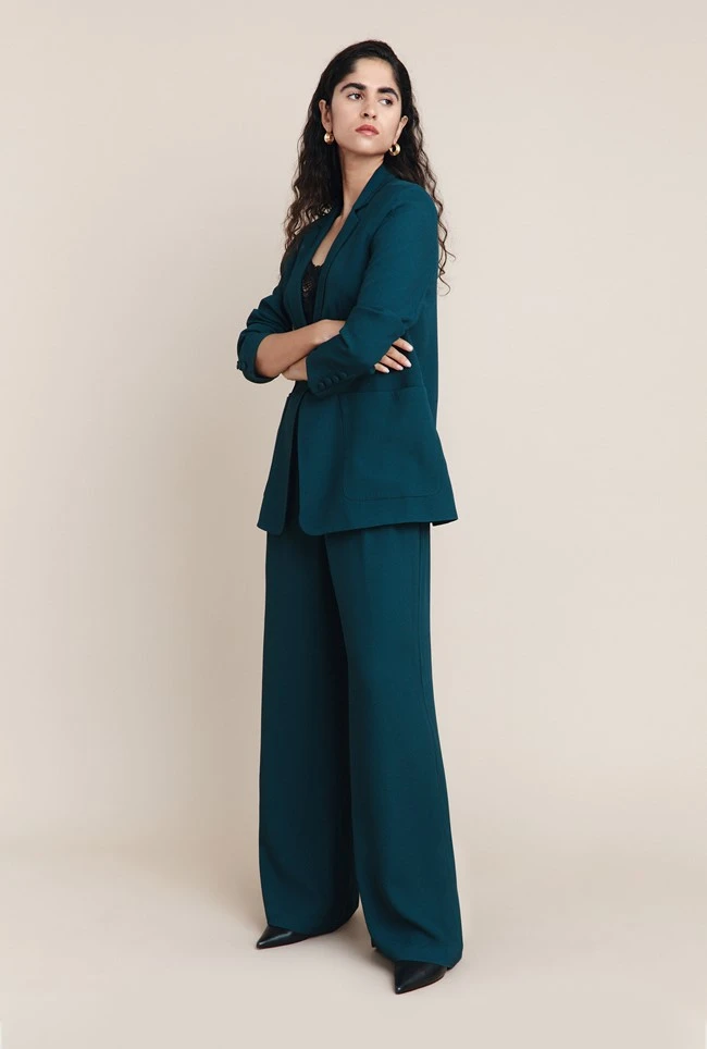 Wren Crepe Blazer Petrol Green 3 Wren Crepe Blazer Petrol Green - Image 3