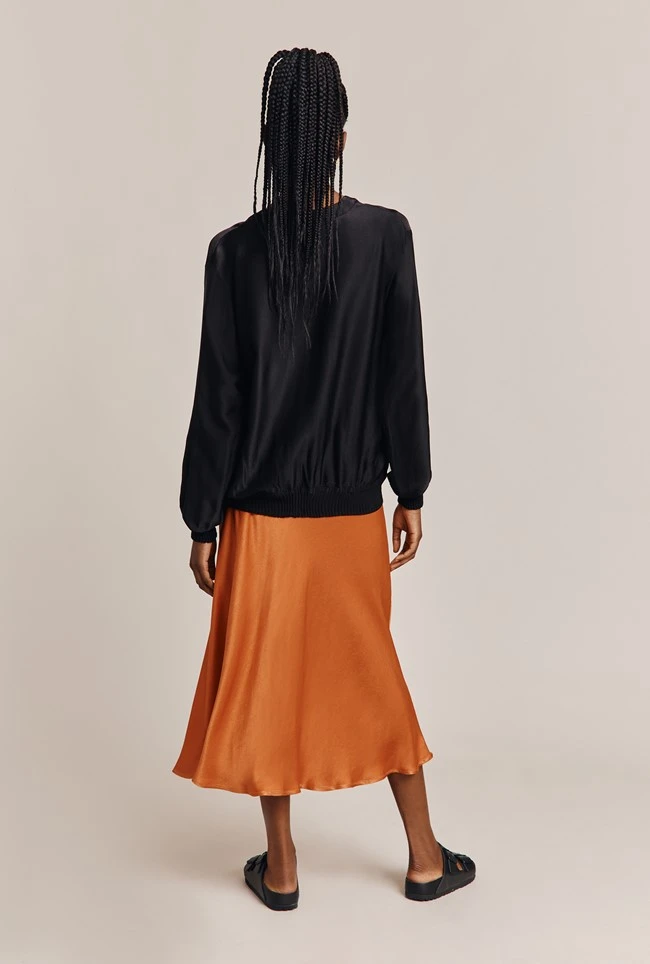 Mia Satin Bomber Jacket Black 3 Mia Satin Bomber Jacket Black - Image 3