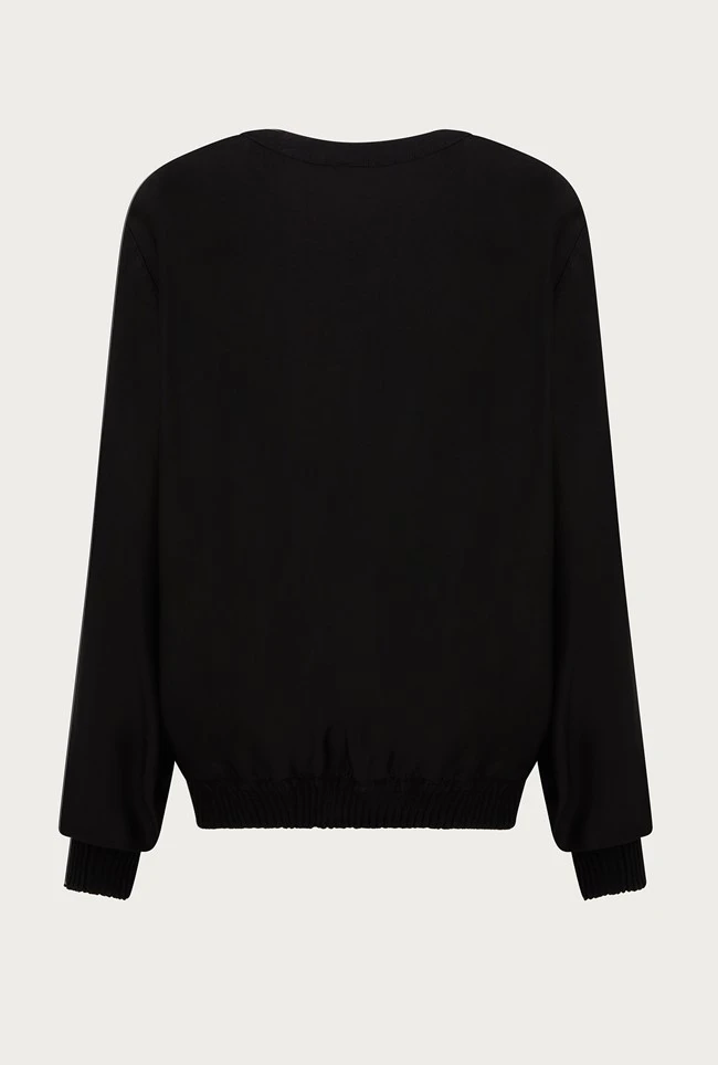 Mia Satin Bomber Jacket Black 6 Mia Satin Bomber Jacket Black - Image 6