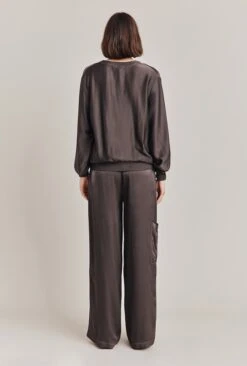 Mia Satin Bomber Jacket Dark Charcoal -Top Sell Dress Sales Store J06G001 B21 28633 650px 964px