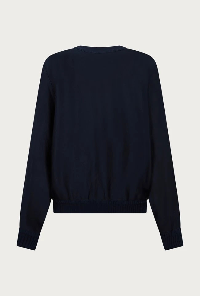 Mia Satin Bomber Jacket Navy 5 Mia Satin Bomber Jacket Navy - Image 5