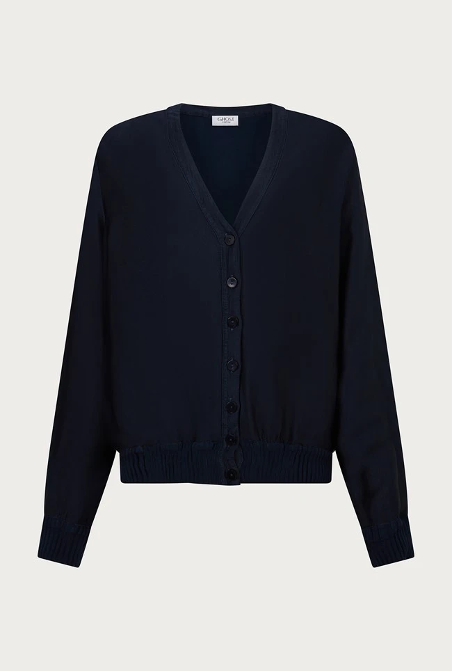 Mia Satin Bomber Jacket Navy 4 Mia Satin Bomber Jacket Navy - Image 4