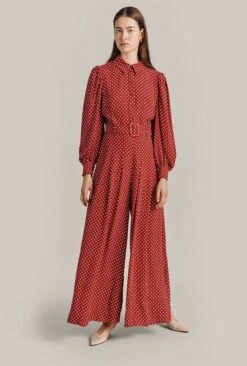 Flora Crepe Jumpsuit Red Spot -Top Sell Dress Sales Store O07G003 Z78 29321 650px 964px