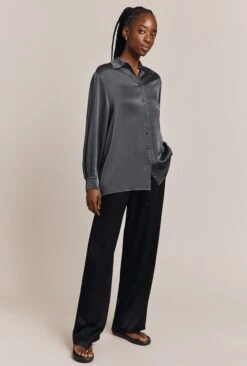 Imogen Satin Wide Leg Trouser Black -Top Sell Dress Sales Store P06G003A A01 27045 650px 964px