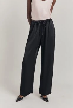Imogen Satin Wide Leg Trouser Black