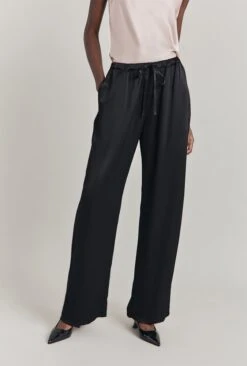 Imogen Satin Wide Leg Trouser Black -Top Sell Dress Sales Store P06G003A A01 29919 650px 964px