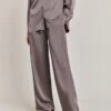 Imogen Satin Wide Leg Trouser Grey