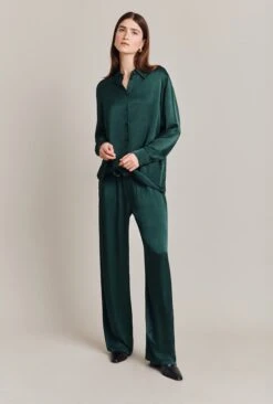 Imogen Satin Wide Leg Trouser Dark Green 9 Imogen Satin Wide Leg Trouser Dark Green -Top Sell Dress Sales Store P06G003A J13 28543 650px 964px