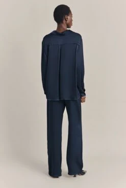 Imogen Satin Wide Leg Trouser Navy -Top Sell Dress Sales Store P06G003A K10 29922 650px 964px