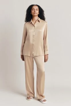 Imogen Satin Wide Leg Trouser Stone -Top Sell Dress Sales Store P06G003A N04 28059 650px 964px