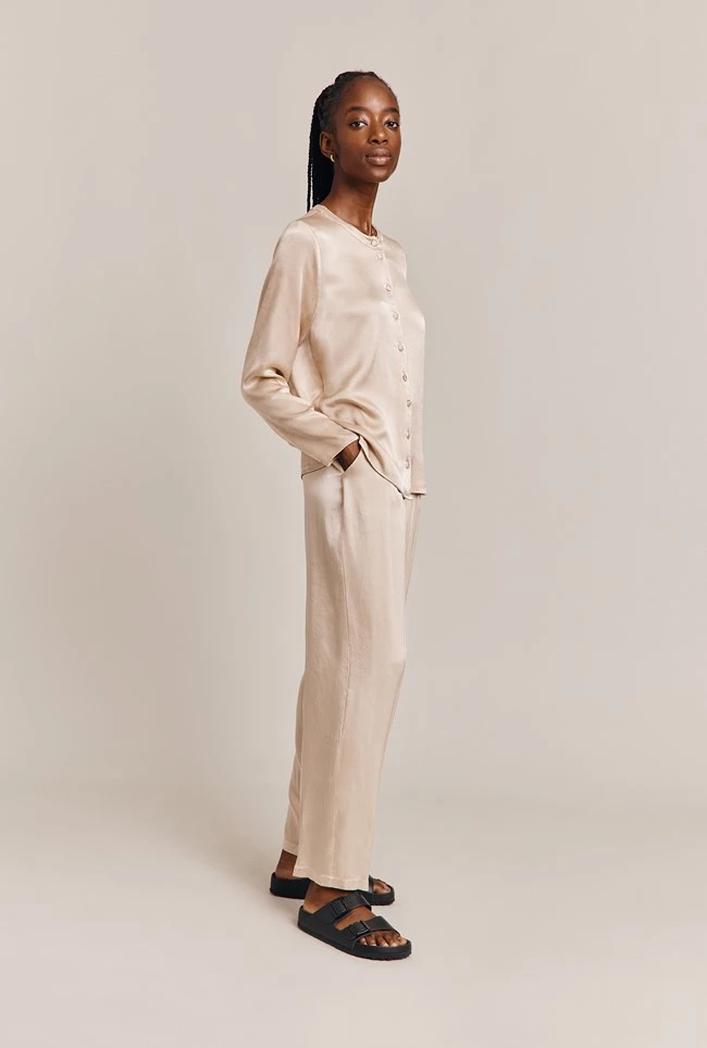 Ella Satin Trouser Stone 3 Ella Satin Trouser Stone - Image 3