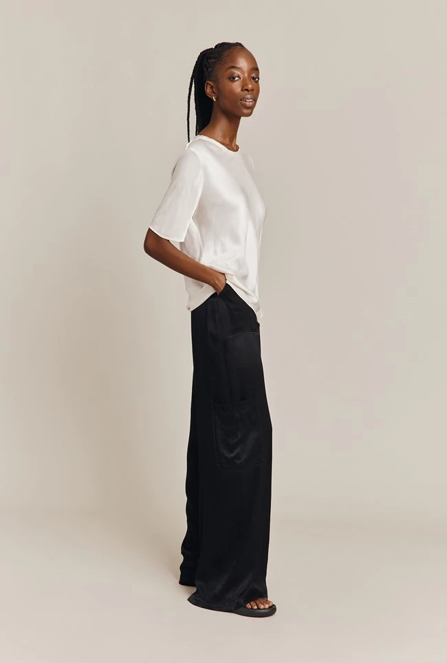 Aurora Satin Cargo Trousers Black 5 Aurora Satin Cargo Trousers Black - Image 5