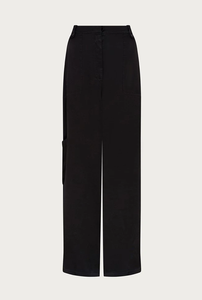 Aurora Satin Cargo Trousers Black 7 Aurora Satin Cargo Trousers Black - Image 7