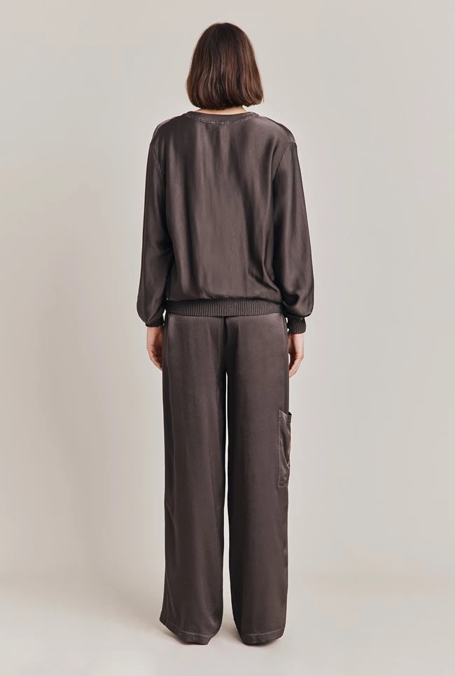 Aurora Satin Cargo Trousers Dark Charcoal 5 Aurora Satin Cargo Trousers Dark Charcoal - Image 5
