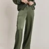 Aurora Satin Cargo Trousers Thyme