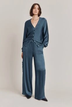 Aurora Satin Cargo Trousers Dark Denim -Top Sell Dress Sales Store P06G005 K04 28567 650px 964px