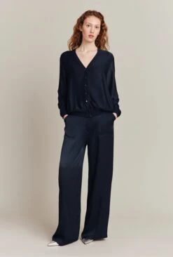Aurora Satin Cargo Trousers Navy -Top Sell Dress Sales Store P06G005 K10 26590 650px 964px