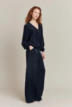 Aurora Satin Cargo Trousers Navy -Top Sell Dress Sales Store P06G005 K10 26591 650px 964px