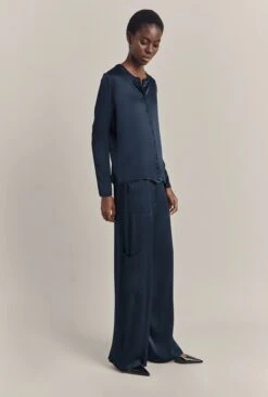Aurora Satin Cargo Trousers Navy -Top Sell Dress Sales Store P06G005 K10 29925 650px 964px