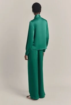 Sylvia Satin Trouser Green -Top Sell Dress Sales Store P07G010 J30 29738 650px 964px